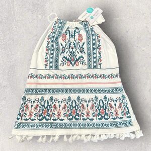 Skies Are Blue Women’s Size S Embroidered Floral Halter Boho Top W/ Tassels NWT